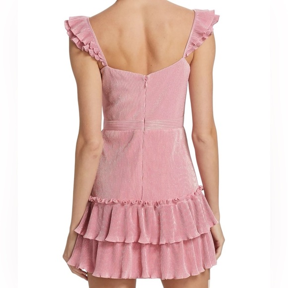 Saylor Lavenda Pink Metallic Tiered Mini Dress Size Large - Picture 2 of 7